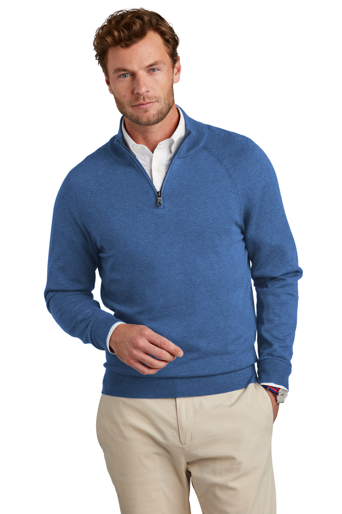 Brooks Brothers ®  Cotton Stretch 1/4-Zip Sweater