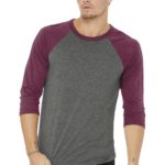 BELLA+CANVAS  ®  Unisex 3/4-Sleeve Baseball Tee - 