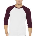 BELLA+CANVAS  ®  Unisex 3/4-Sleeve Baseball Tee - 