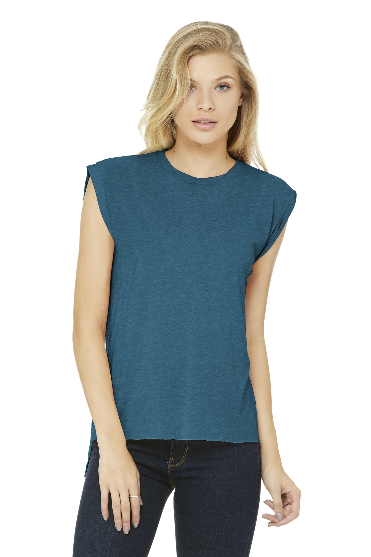 DISCONTINUED  BELLA+CANVAS  ®  Women's Flowy Muscle Tee With Rolled Cuffs