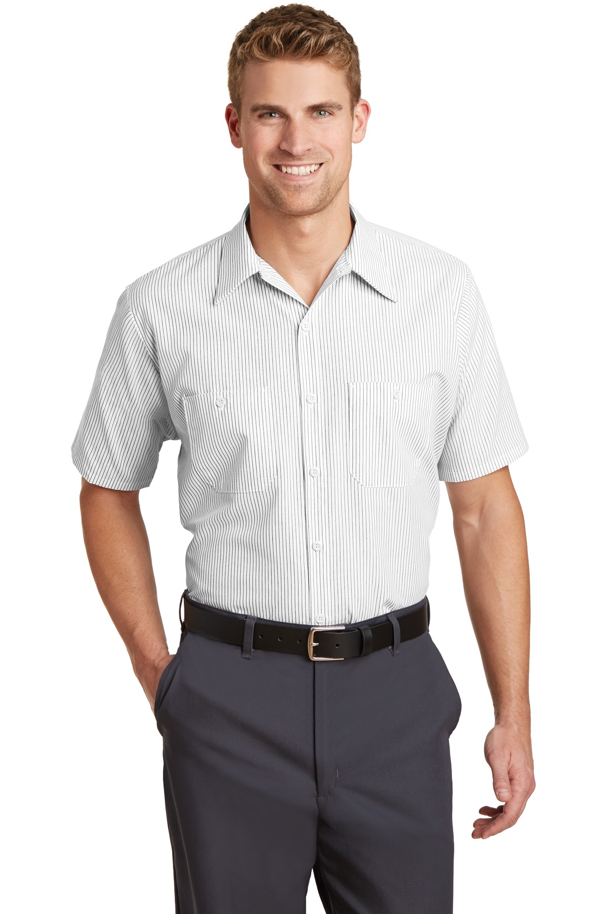 Red Kap ®  Short Sleeve Striped Industrial Work Shirt