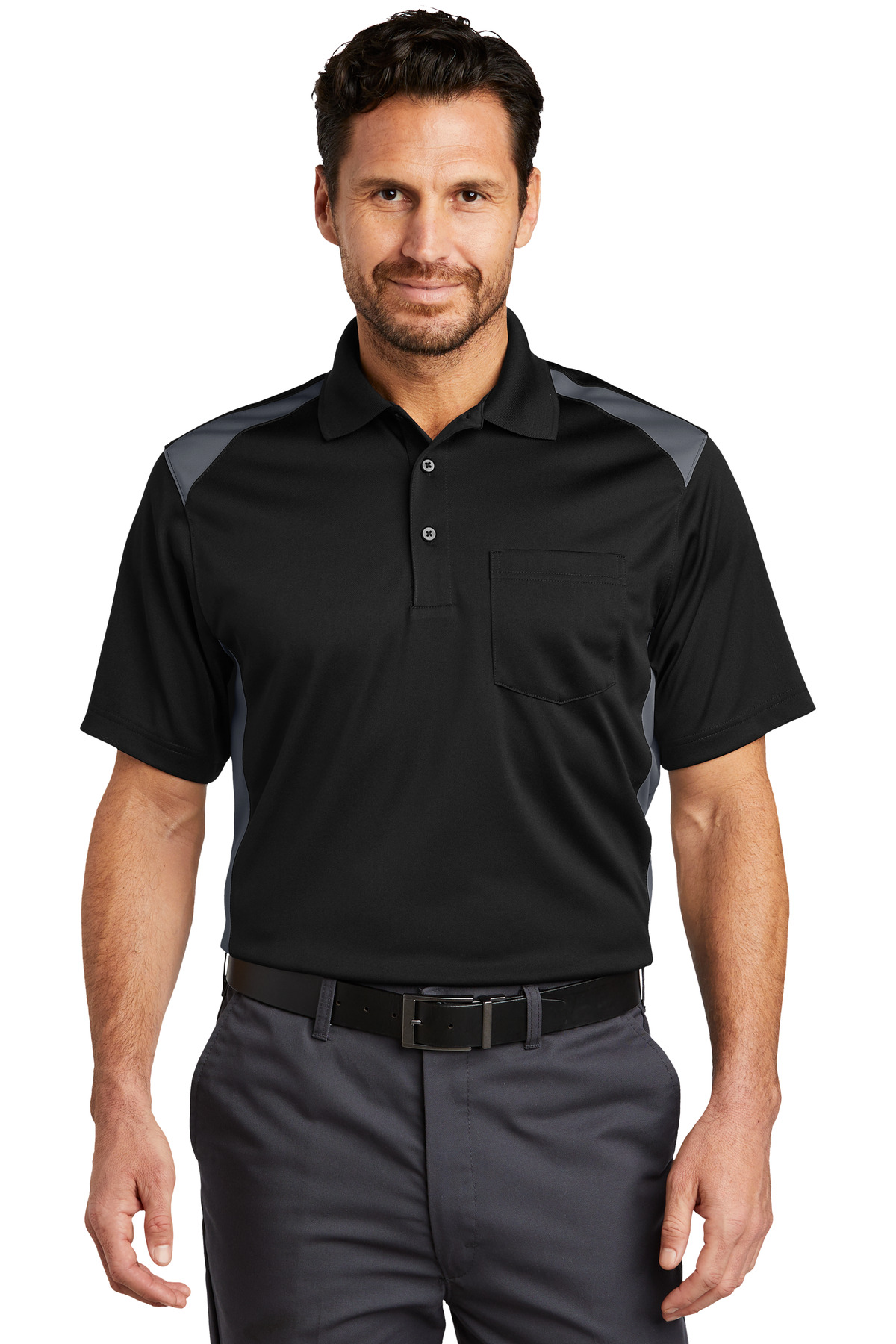 CornerStone ®  Select Snag-Proof Two Way Colorblock Pocket Polo