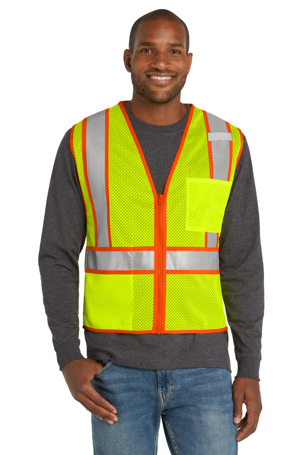 CornerStone  ®  ANSI 107 Class 2 Mesh Zippered Two-Tone Vest