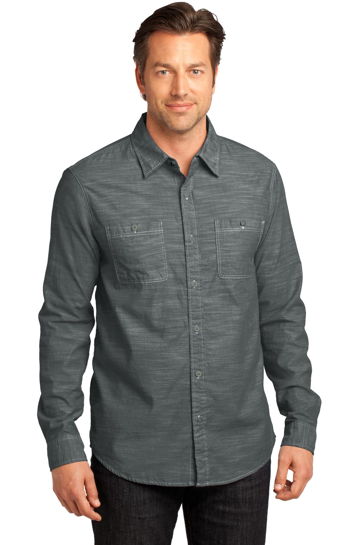 DISCONTINUED  District Made® - Mens Long Sleeve Washed Woven Shirt