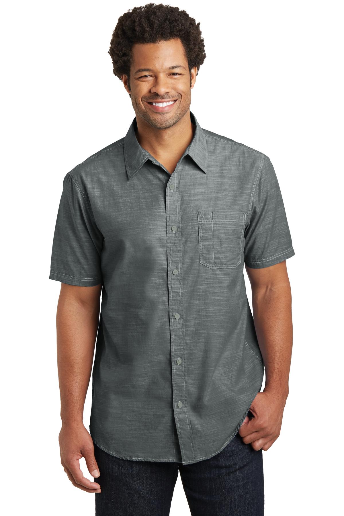 DISCONTINUED  District Made ®  Mens Short Sleeve Washed Woven Shirt