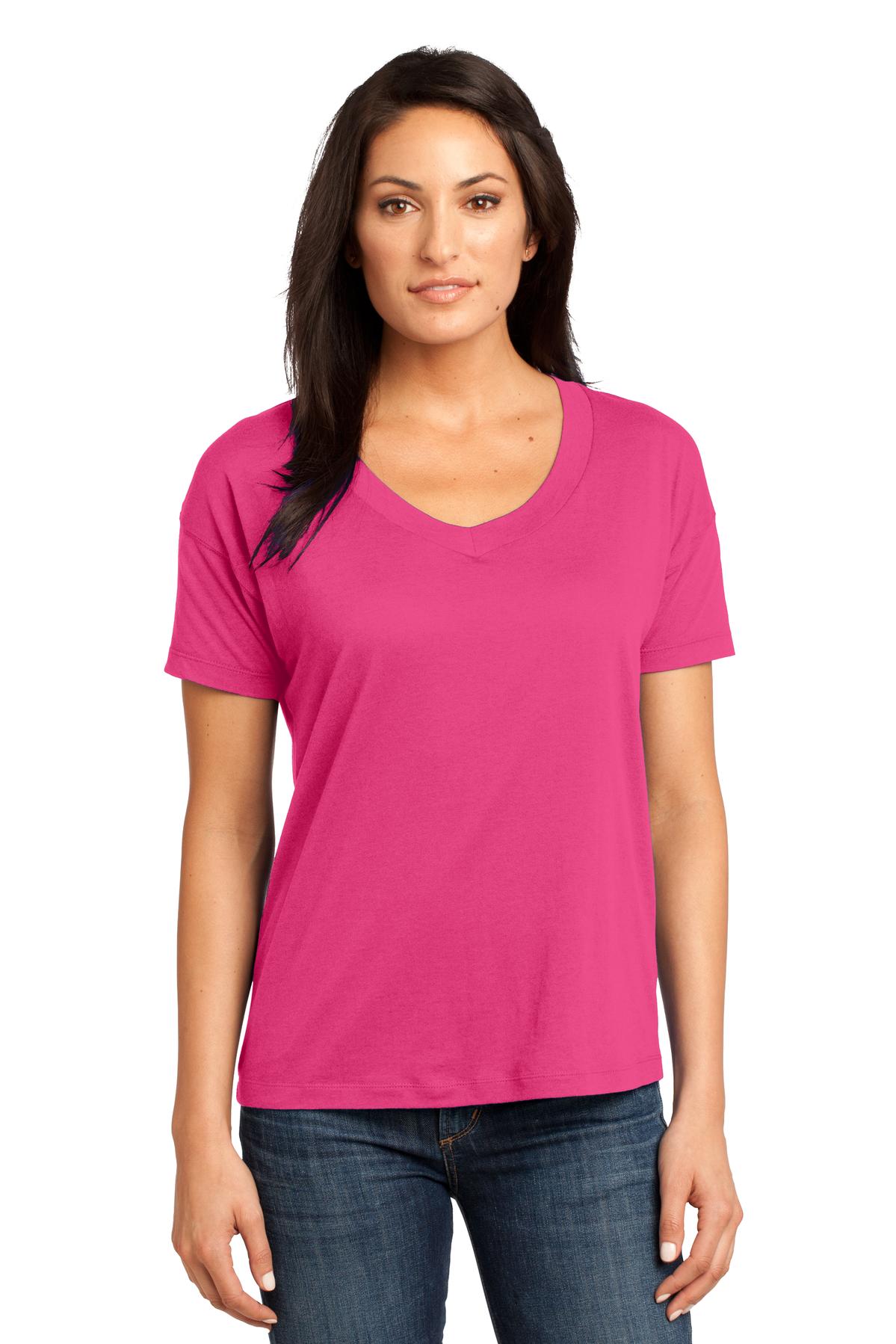 DISCONTINUED  District Made ®  - Ladies Modal Blend Relaxed V-Neck Tee