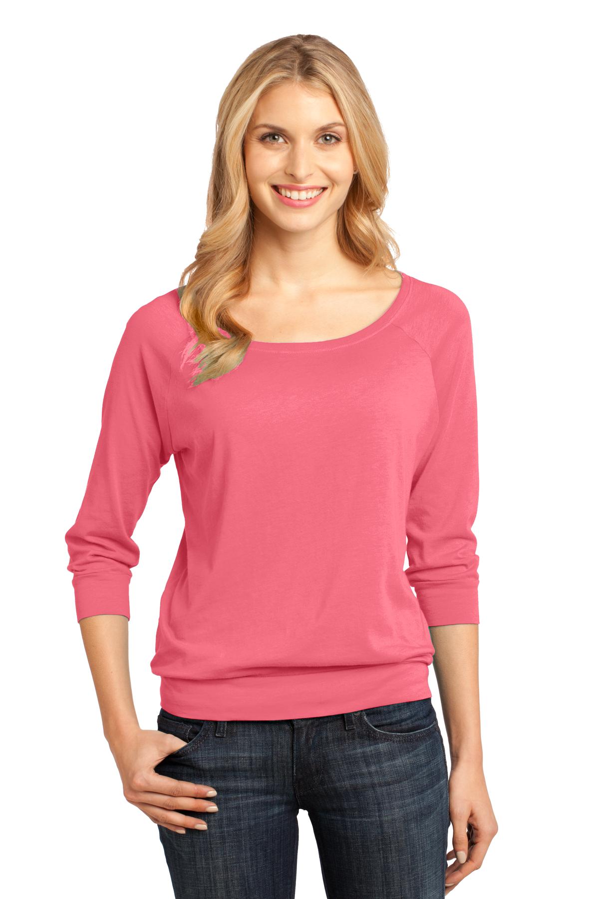 DISCONTINUED  District Made ®  - Ladies Modal Blend 3/4-Sleeve Raglan