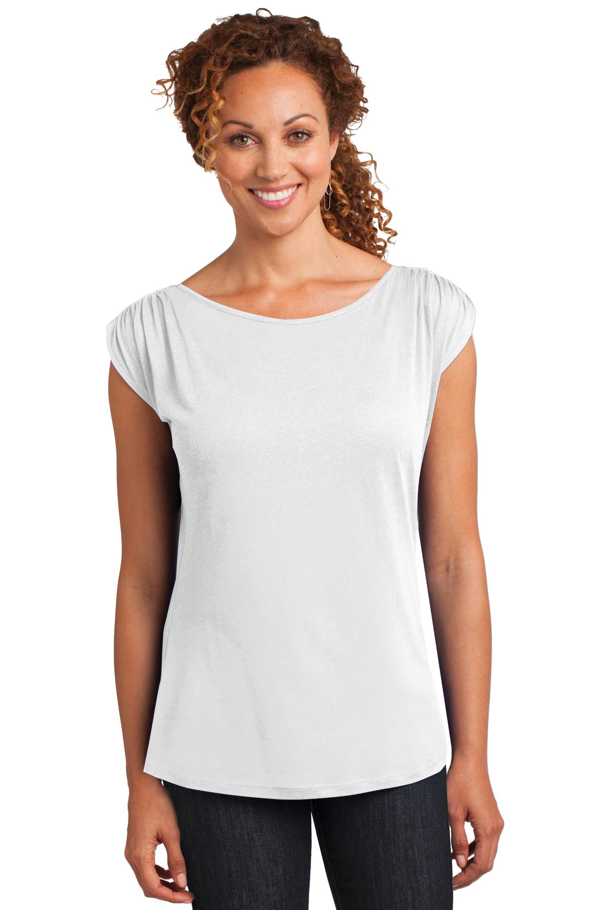 DISCONTINUED  District Made ®  Ladies Modal Blend Gathered Shoulder Tee