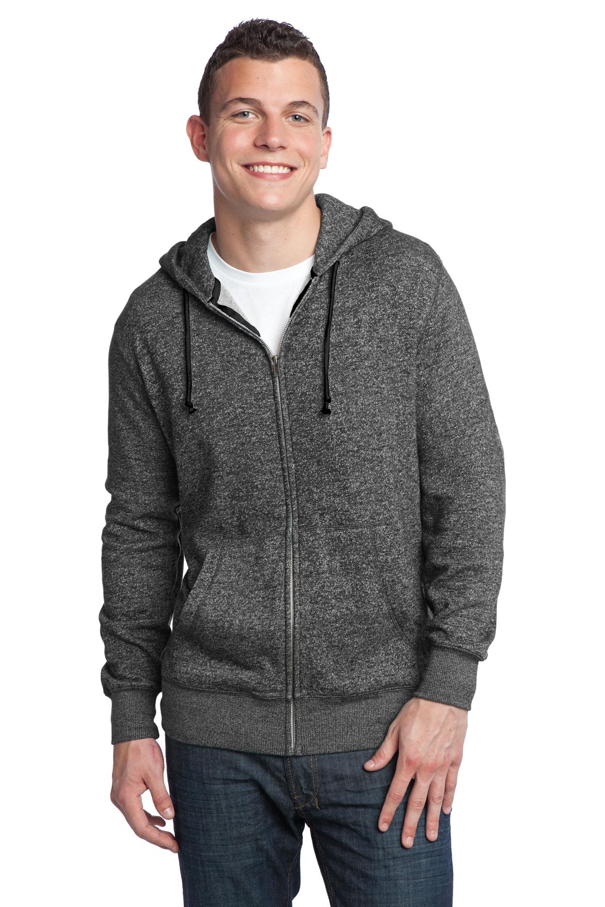 DISCONTINUED  District ®  - Young Mens Marled Fleece Full-Zip Hoodie