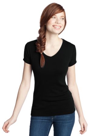 DISCONTINUED  District ®  - Juniors 1x1 Rib V-Neck Tee
