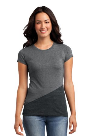 DISCONTINUED  District ®  Juniors Tri-Blend Pieced Crewneck Tee