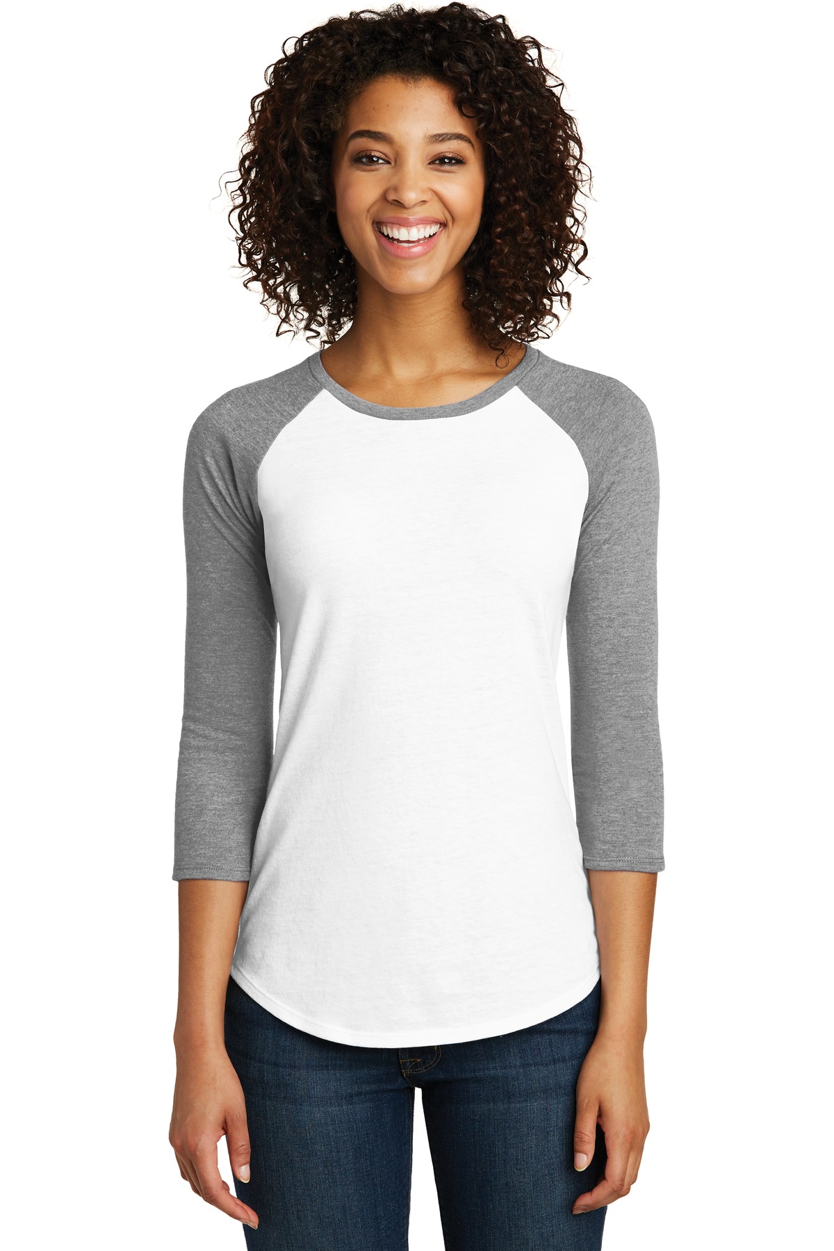 DISCONTINUED  District ®  Women's Fitted Very Important Tee ®  3/4-Sleeve Raglan