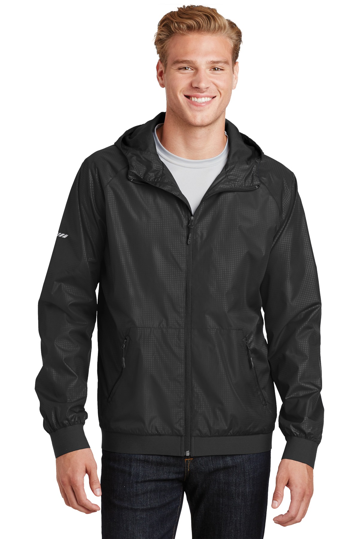 Sport-Tek ®  Embossed Hooded Wind Jacket