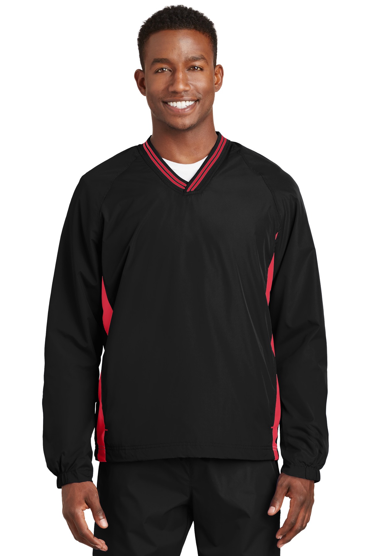 Sport-Tek ®  Tipped V-Neck Raglan Wind Shirt
