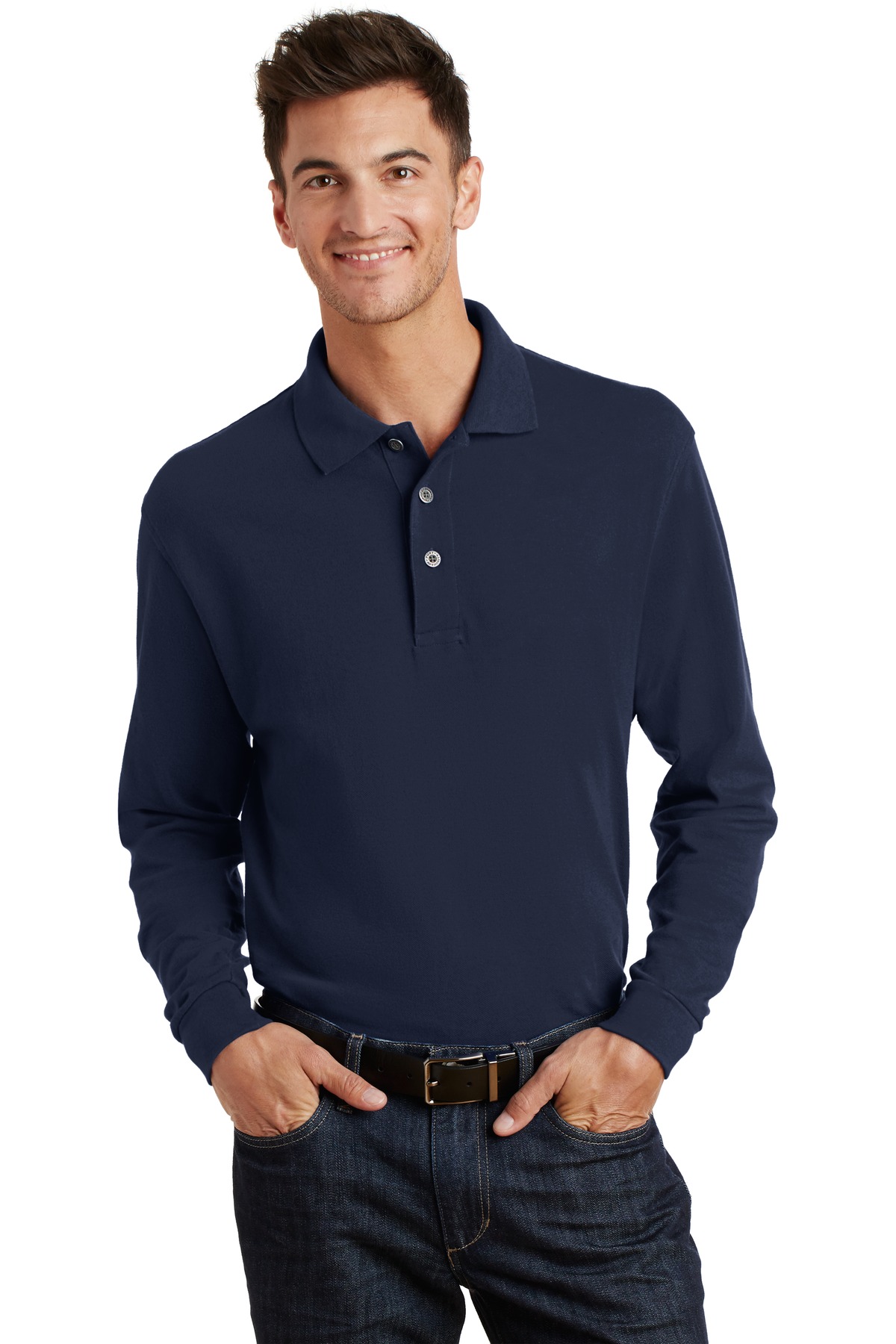 DISCONTINUED  Port Authority ®  Long Sleeve Heavyweight Cotton Pique Polo