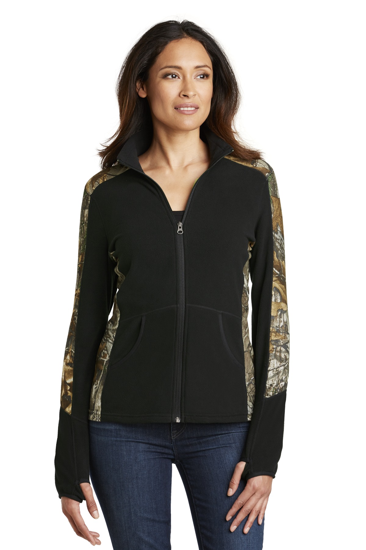 DISCONTINUED  Port Authority ®  Ladies Camouflage Microfleece Full-Zip Jacket