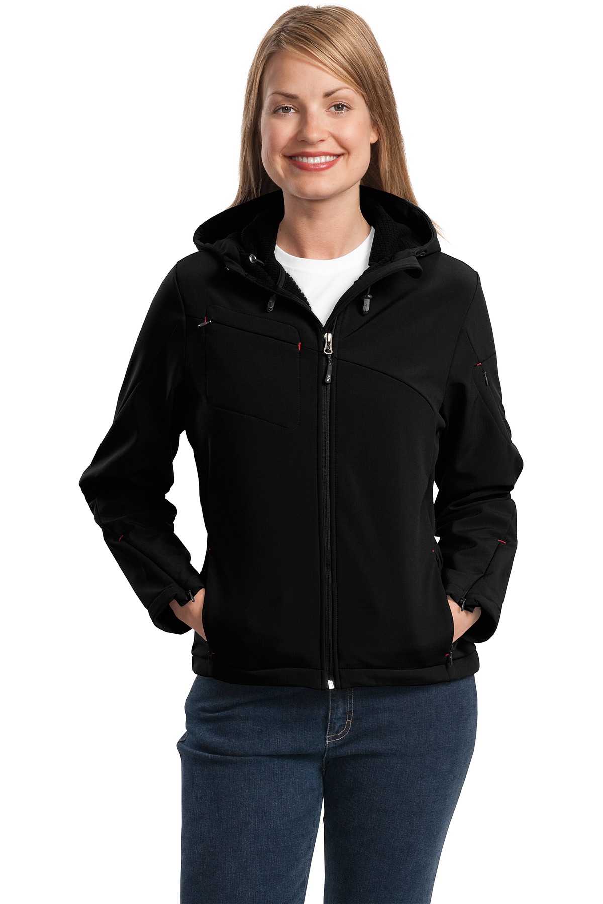 Port Authority ®  Women's Textured Hooded Soft Shell Jacket