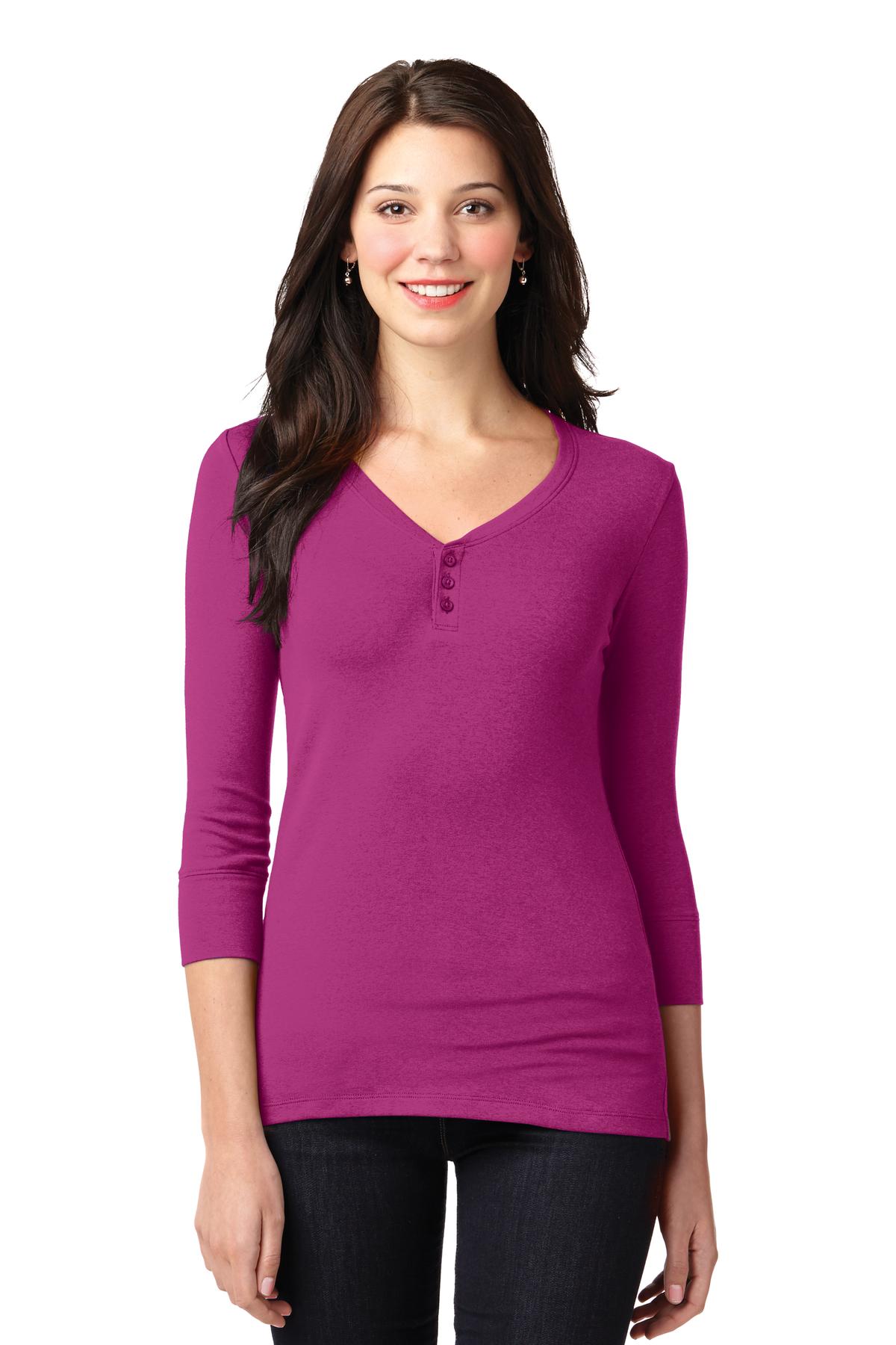 DISCONTINUED  Port Authority ®  Ladies Concept Stretch 3/4-Sleeve Scoop Henley
