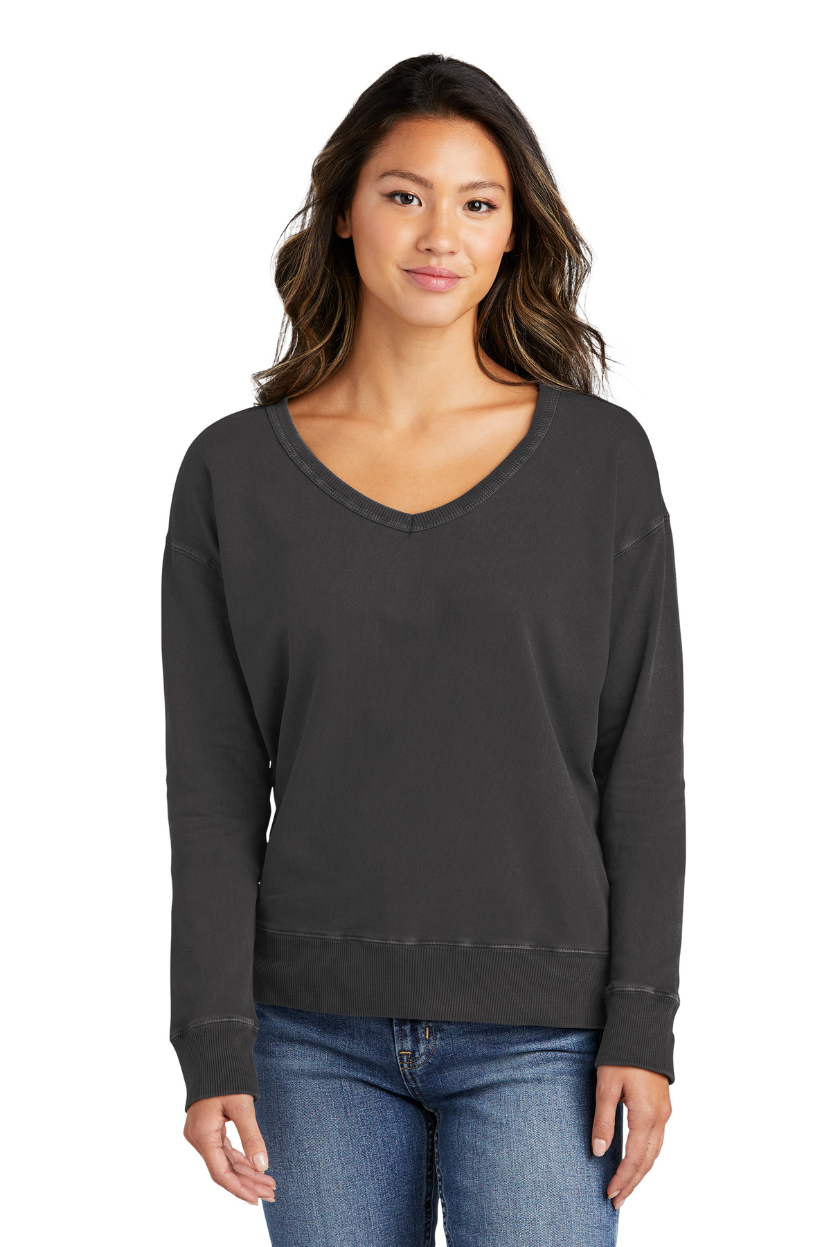 Port & Company ®  Women's Beach Wash ®  Garment-Dyed V-Neck Sweatshirt