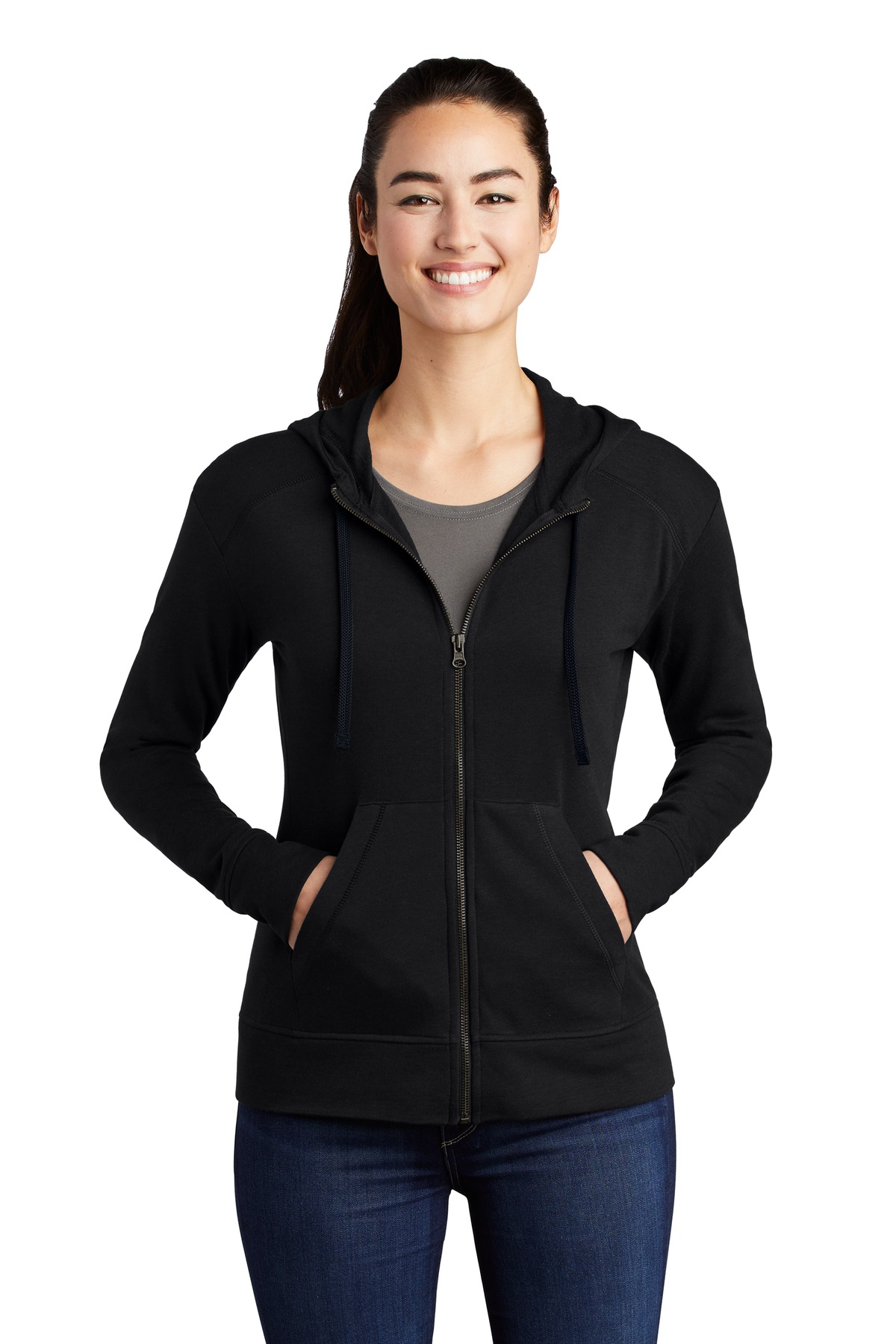 Sport-Tek  ®  Women's PosiCharge  ®  Tri-Blend Wicking Fleece Full-Zip Hooded Jacket