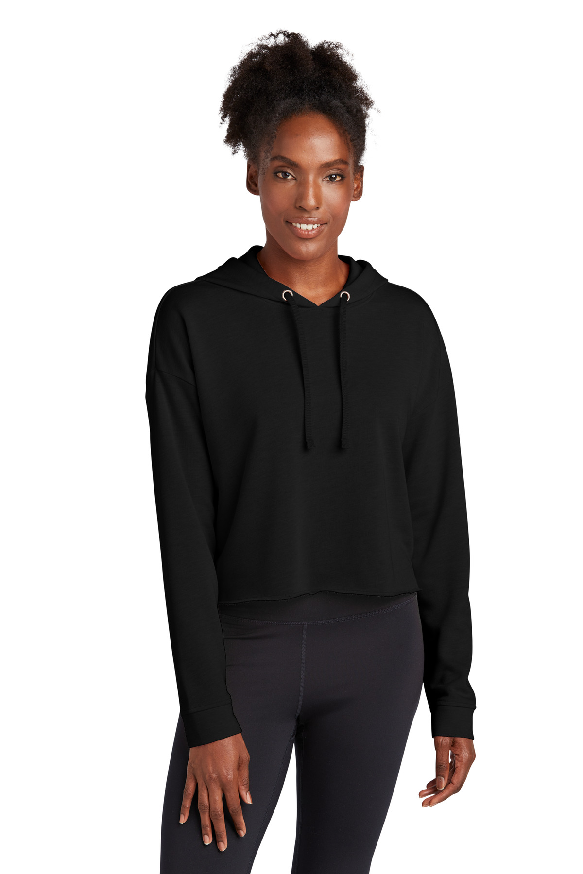 Sport-Tek  ®  Women's PosiCharge  ®  Tri-Blend Wicking Fleece Crop Hooded Pullover