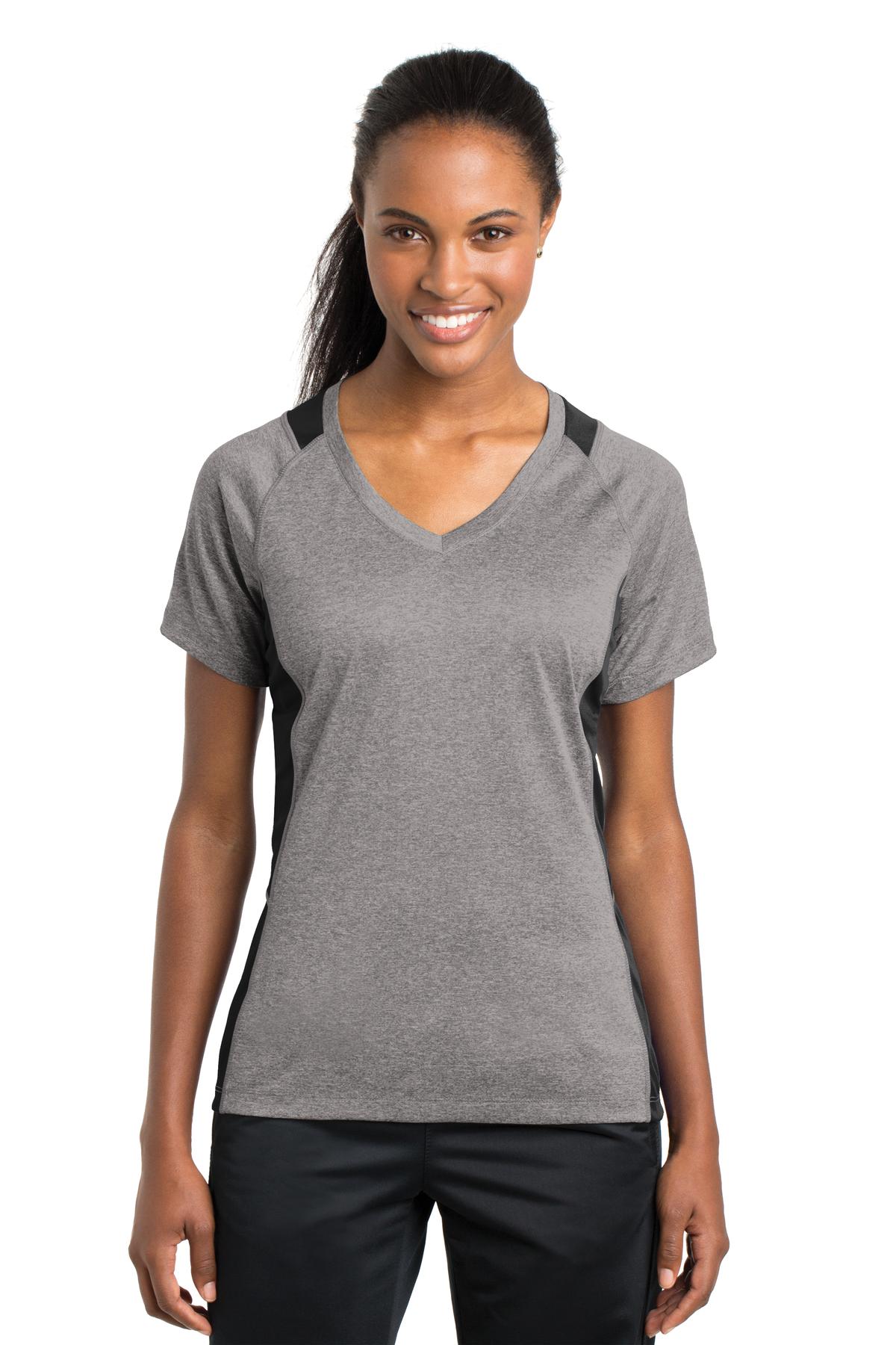 Sport-Tek ®  Women's Heather Colorblock Contender ™  V-Neck Tee