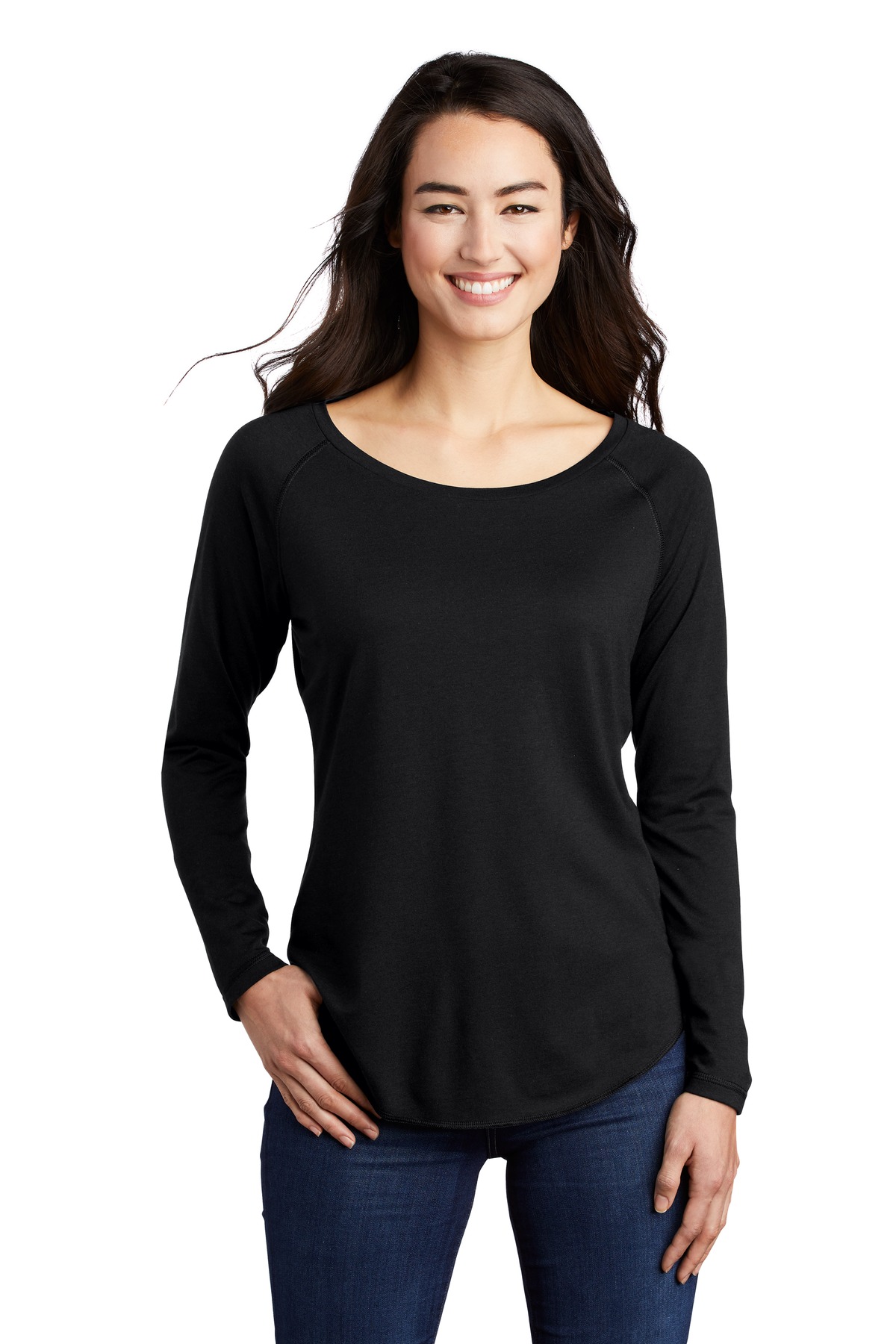 Sport-Tek  ®  Women's PosiCharge  ®  Long Sleeve Tri-Blend Wicking Scoop Neck Raglan Tee
