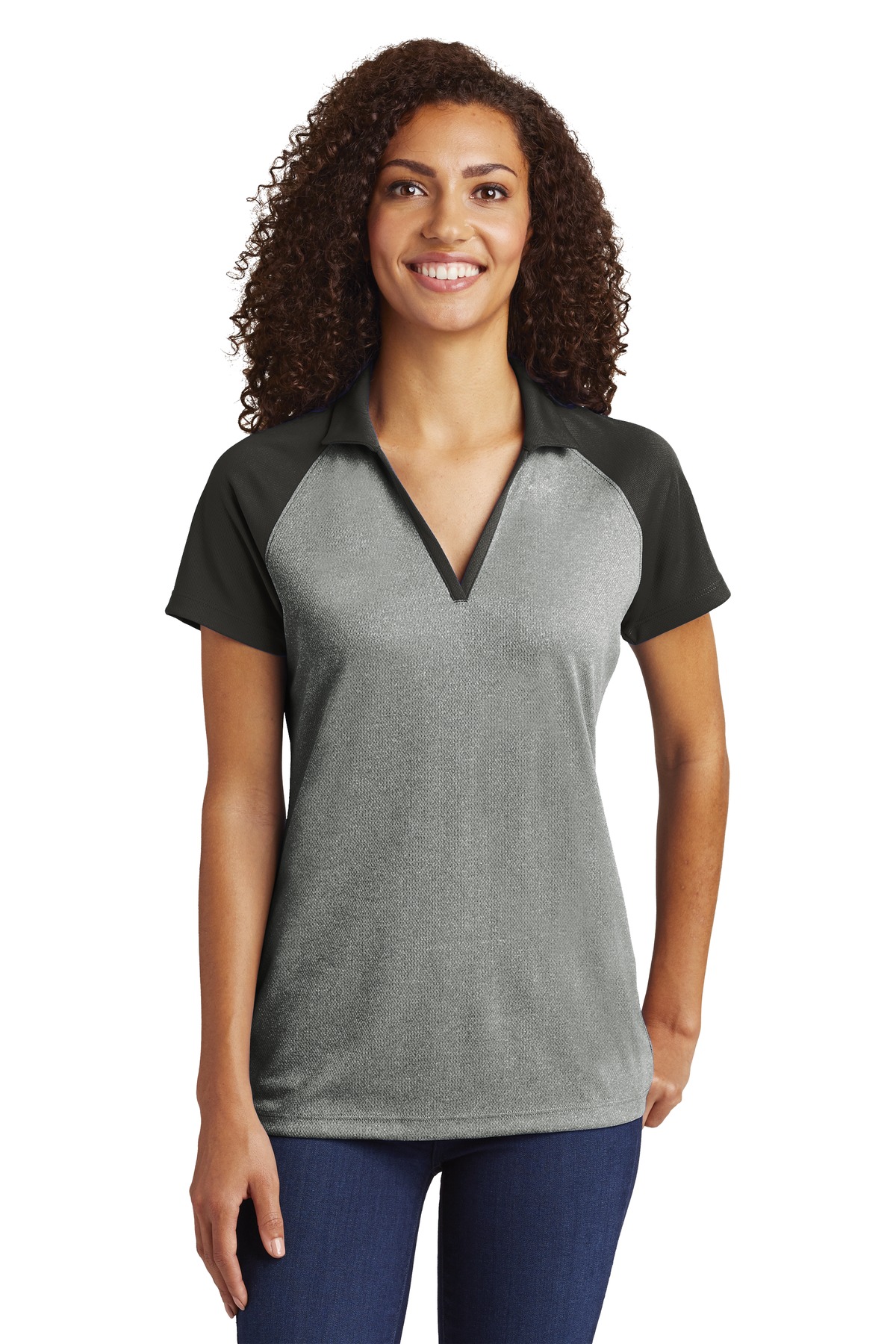 Sport-Tek  ®  Women's PosiCharge  ®  RacerMesh  ®  Raglan Heather Block Polo