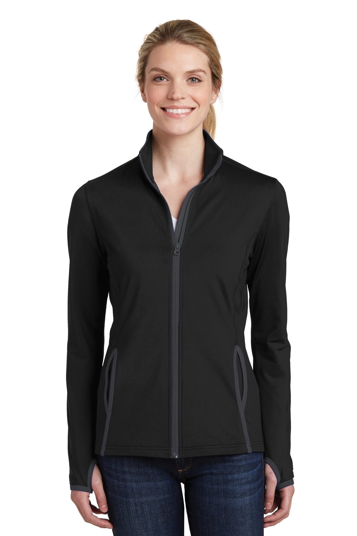 Sport-Tek ®  Women's Sport-Wick ®  Stretch Contrast Full-Zip Jacket
