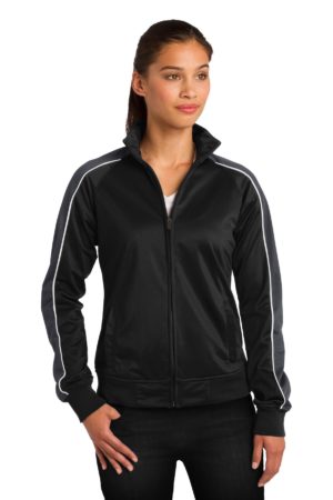 DISCONTINUED  Sport-Tek ®  Ladies Piped Tricot Track Jacket
