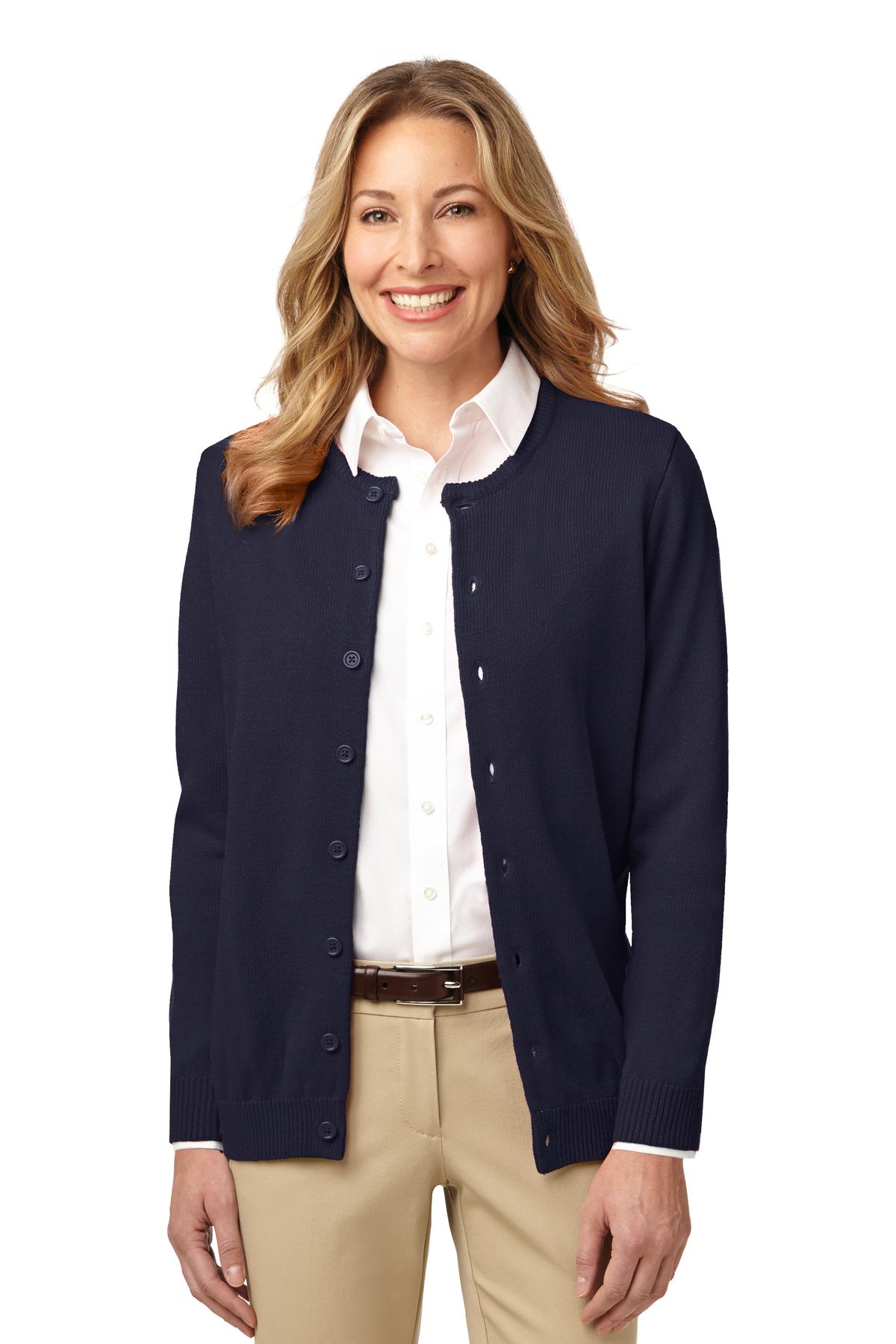 DISCONTINUED  Port Authority ®  Ladies Value Jewel-Neck Cardigan Sweater
