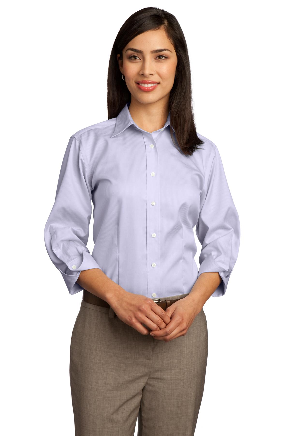 DISCONTINUED  Red House ®  - Ladies 3/4-Sleeve Dobby Non-Iron Button-Down Shirt