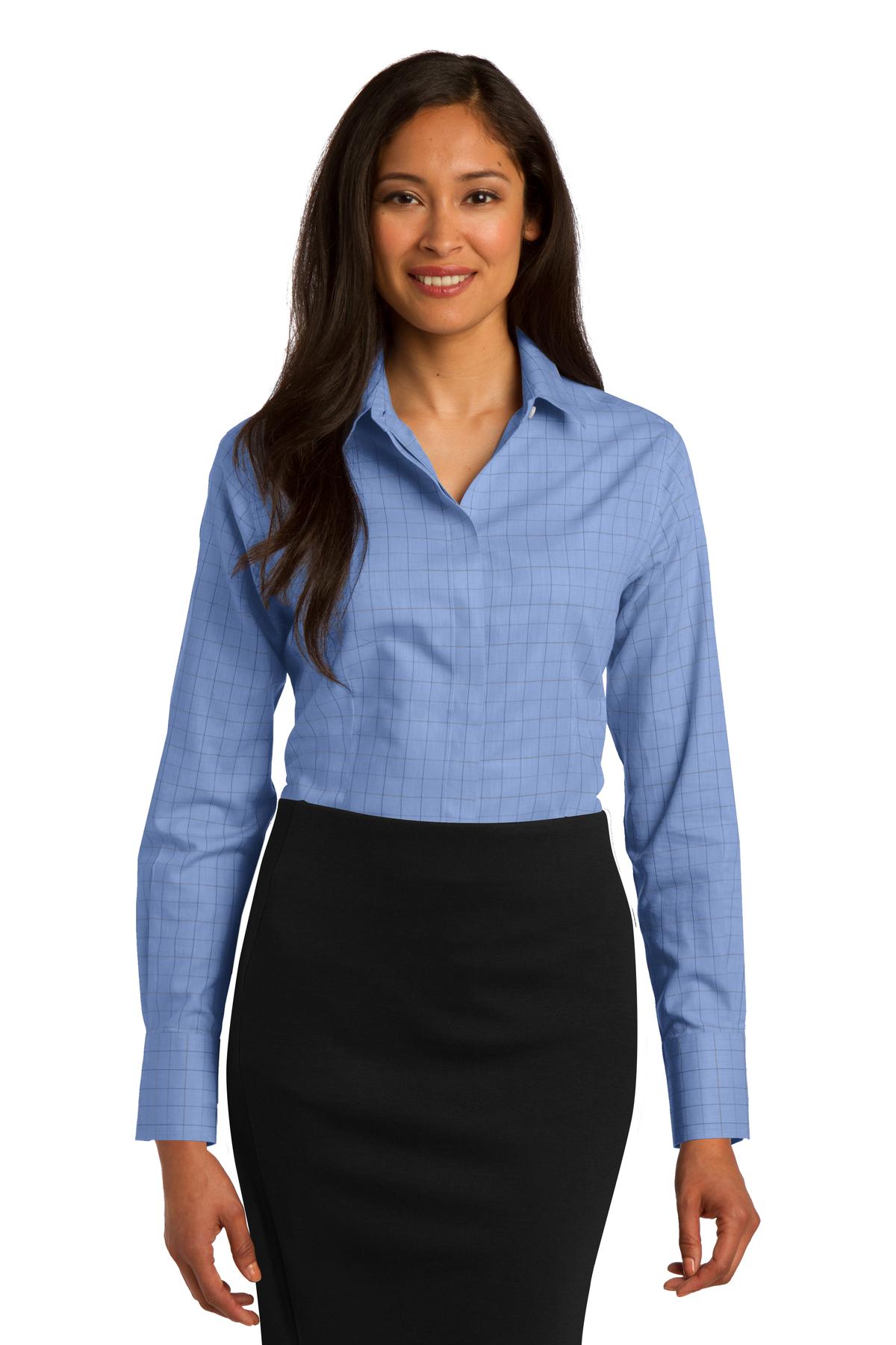 DISCONTINUED  Red House ®  Ladies Windowpane Plaid Non-Iron Shirt