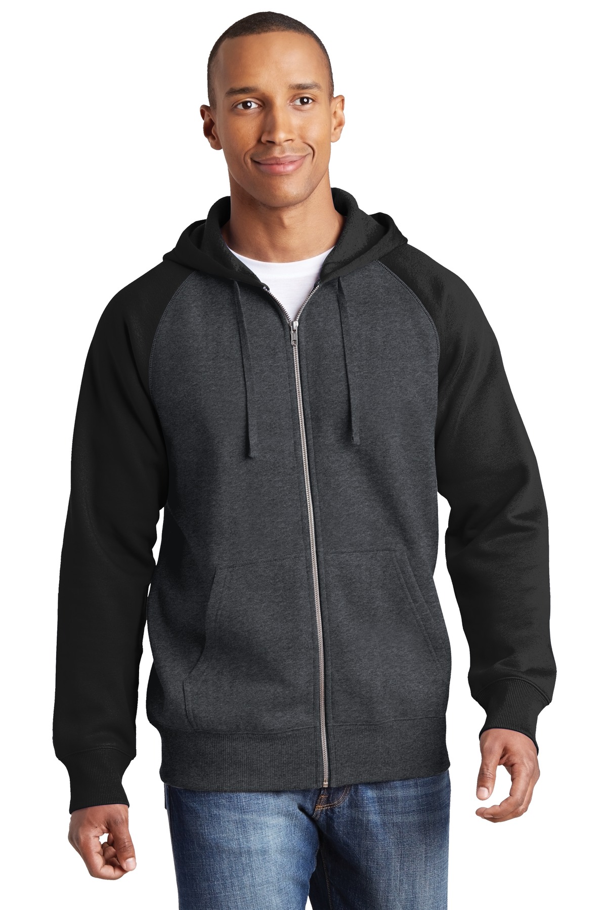 Sport-Tek ®  Raglan Colorblock Full-Zip Hooded Fleece Jacket