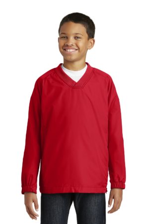 DISCONTINUED  Sport-Tek ®  Youth V-Neck Raglan Wind Shirt