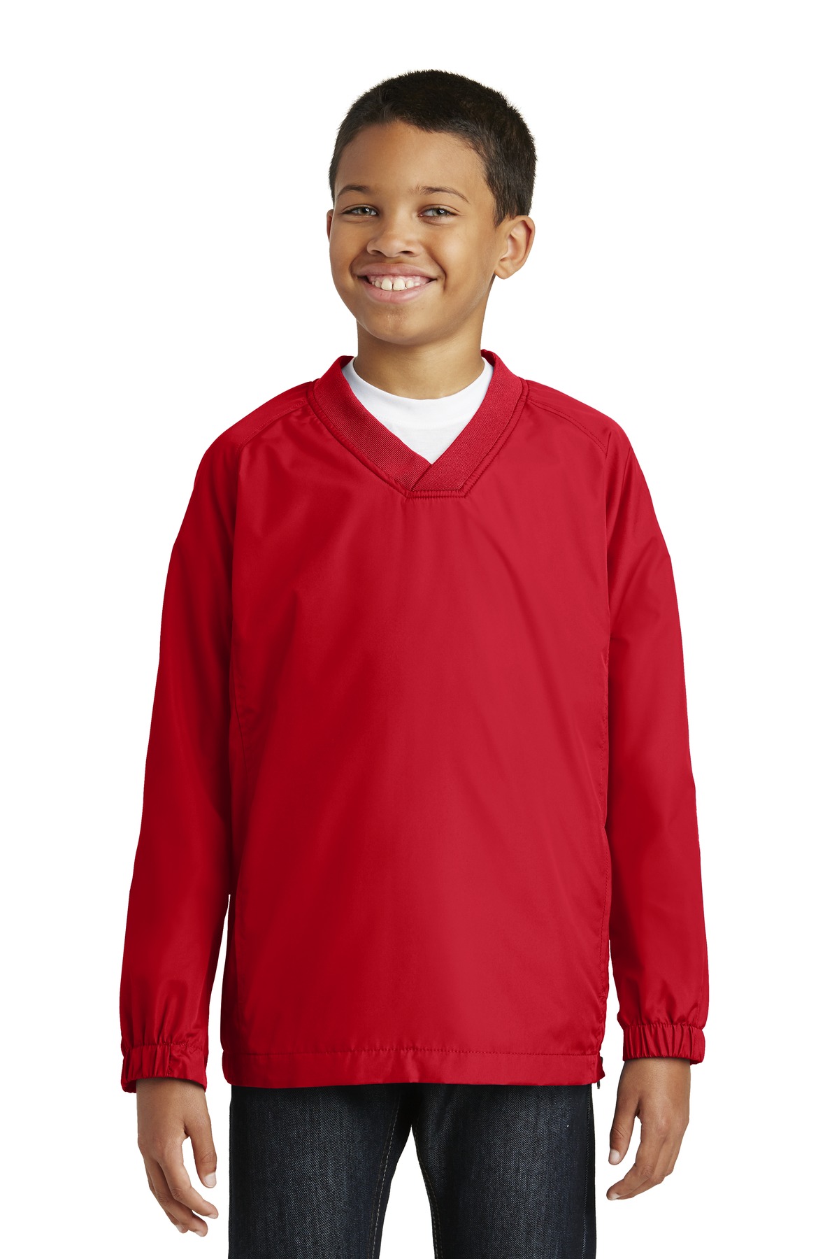 DISCONTINUED  Sport-Tek ®  Youth V-Neck Raglan Wind Shirt