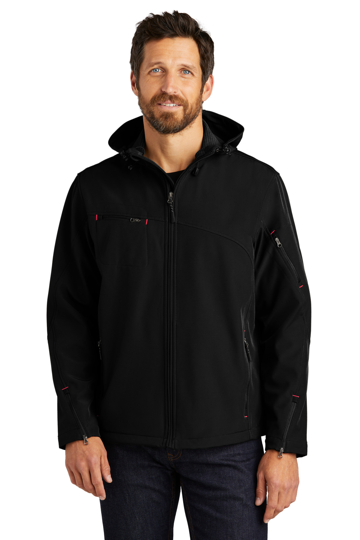 Port Authority ®  Textured Hooded Soft Shell Jacket