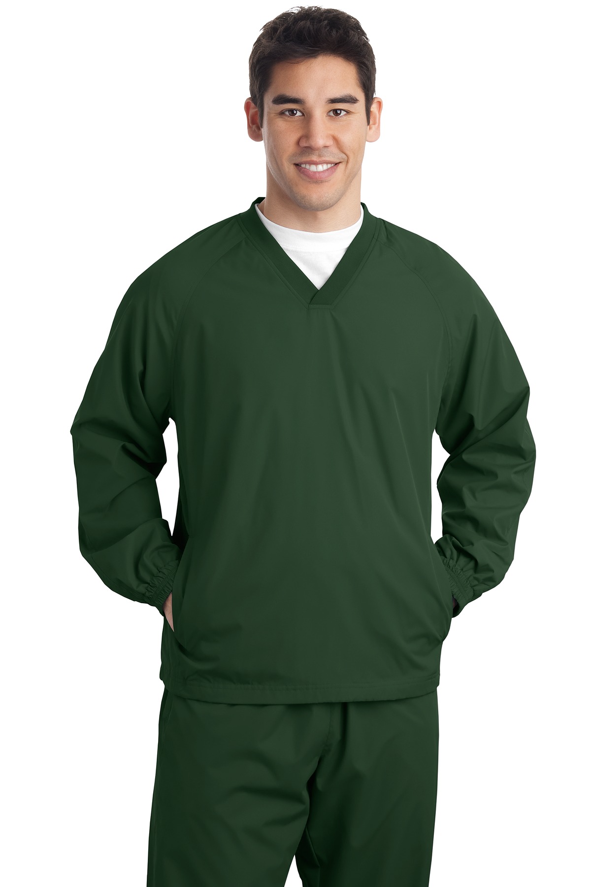 DISCONTINUED  Sport-Tek ®  Tall V-Neck Raglan Wind Shirt