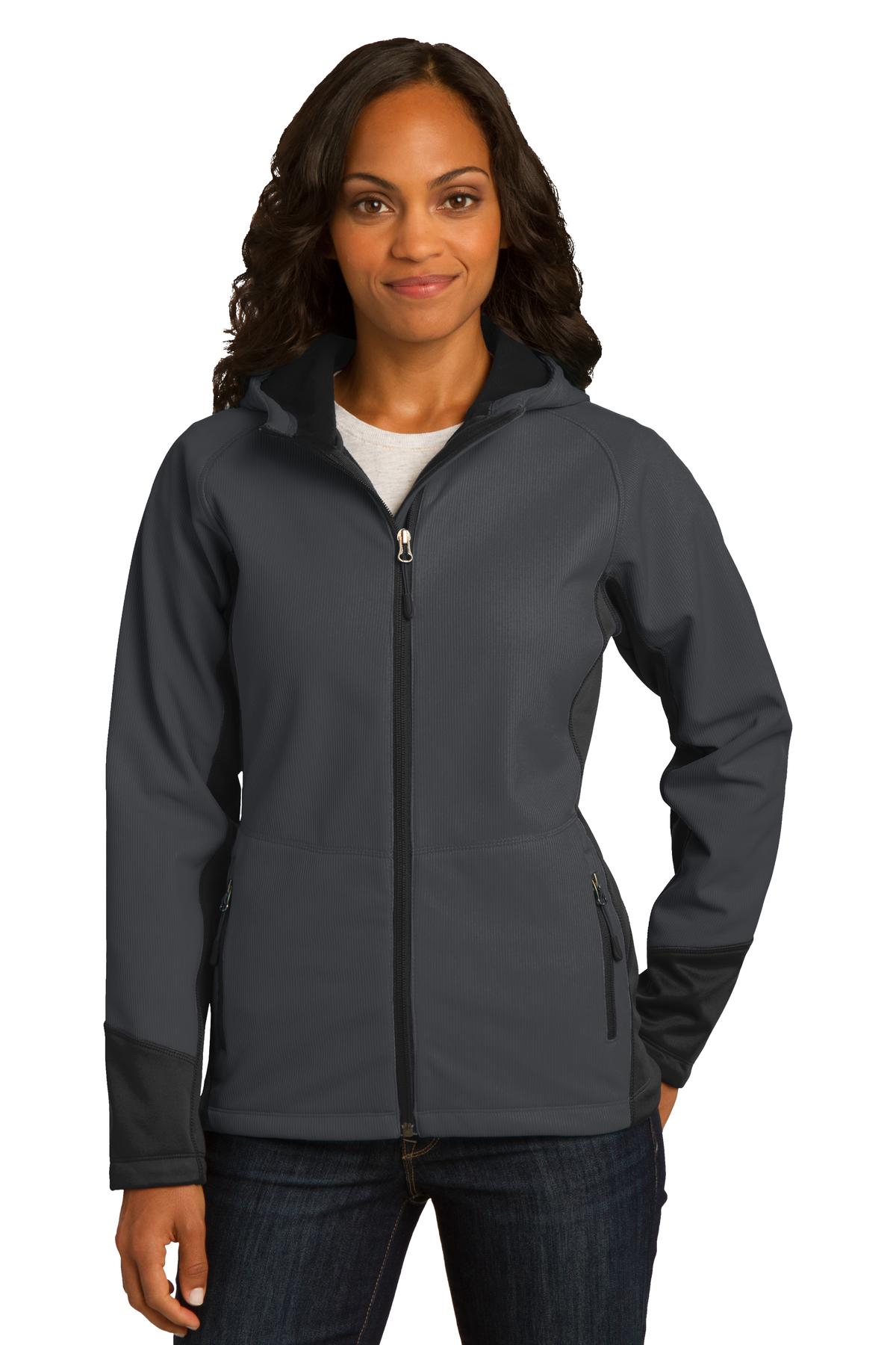 DISCONTINUED  Port Authority ®  Ladies Vertical Hooded Soft Shell Jacket