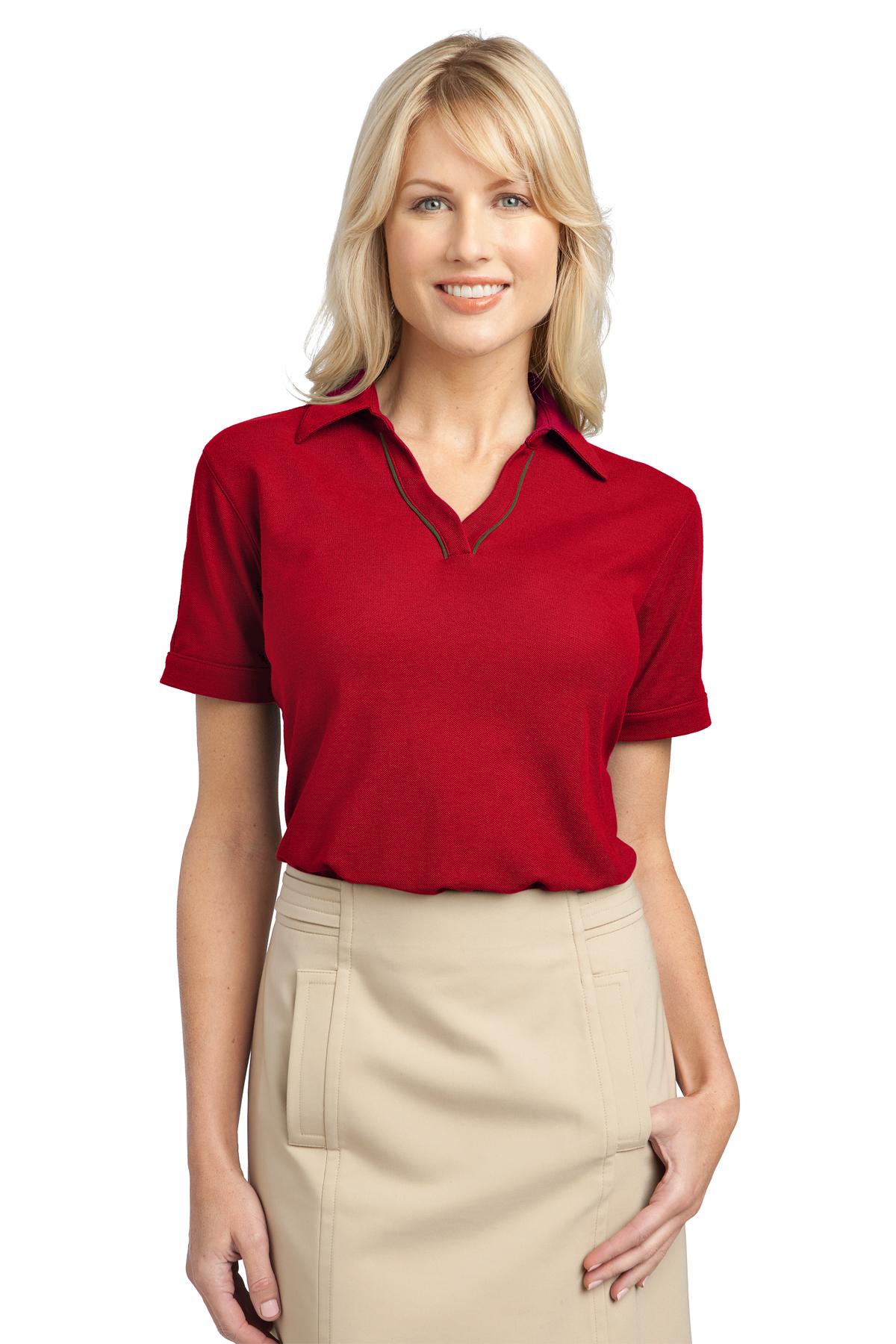 DISCONTINUED  Port Authority ®  Ladies Silk Touch™ Piped Polo