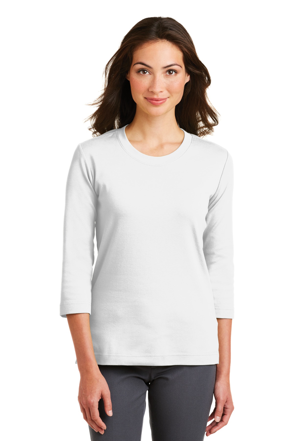 DISCONTINUED  Port Authority ®  Ladies Modern Stretch Cotton 3/4-Sleeve Scoop Neck Shirt