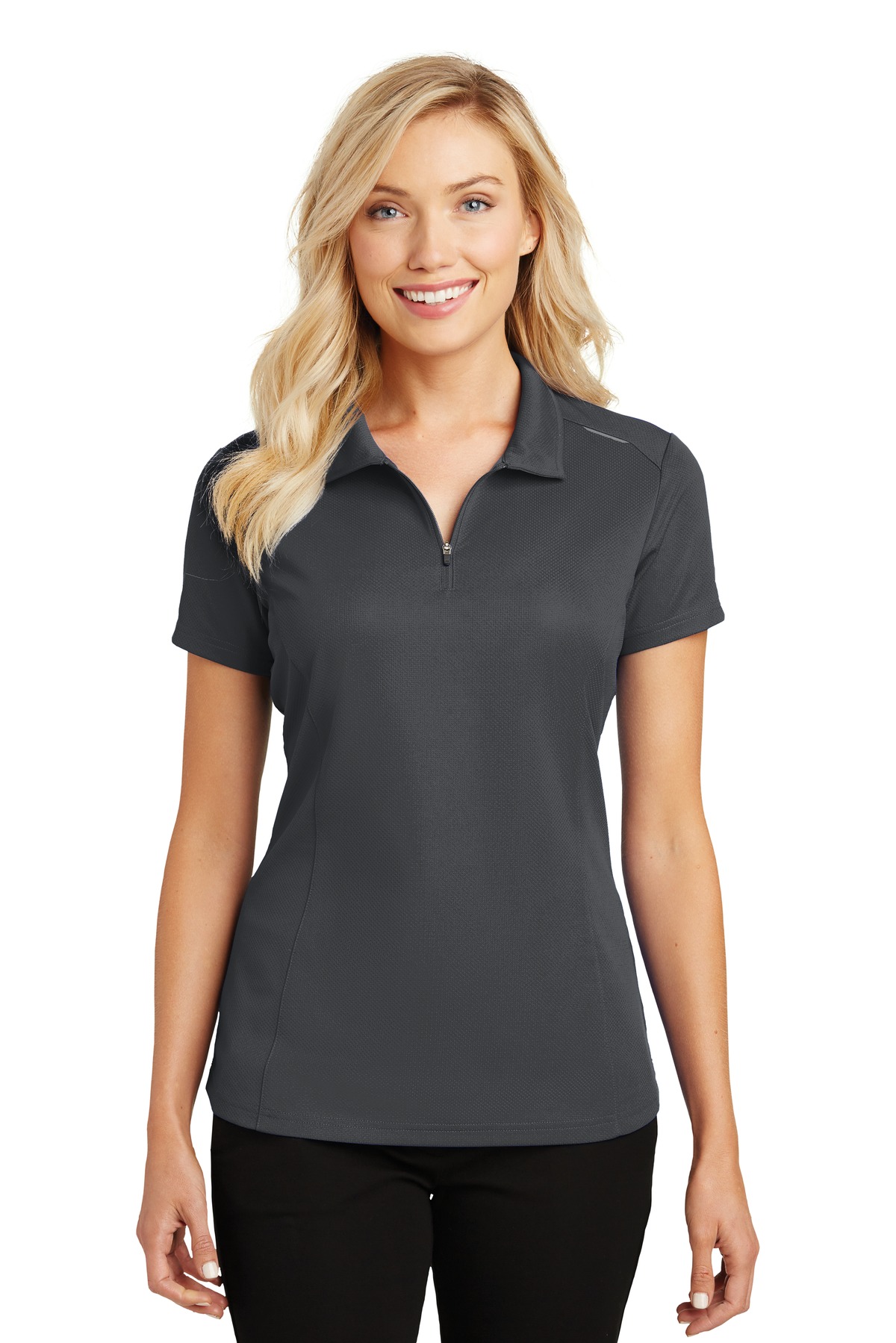 Port Authority ®  Women's Pinpoint Mesh Zip Polo