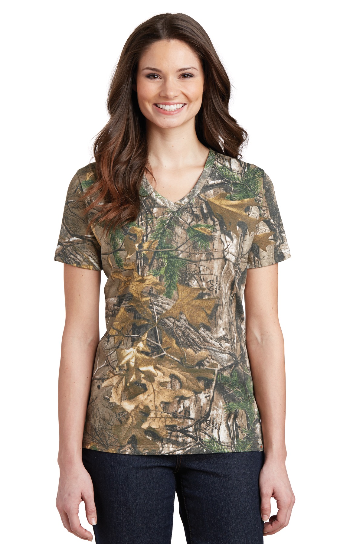DISCONTINUED  Russell Outdoors ™  Realtree ®  Ladies 100% Cotton V-Neck T-Shirt
