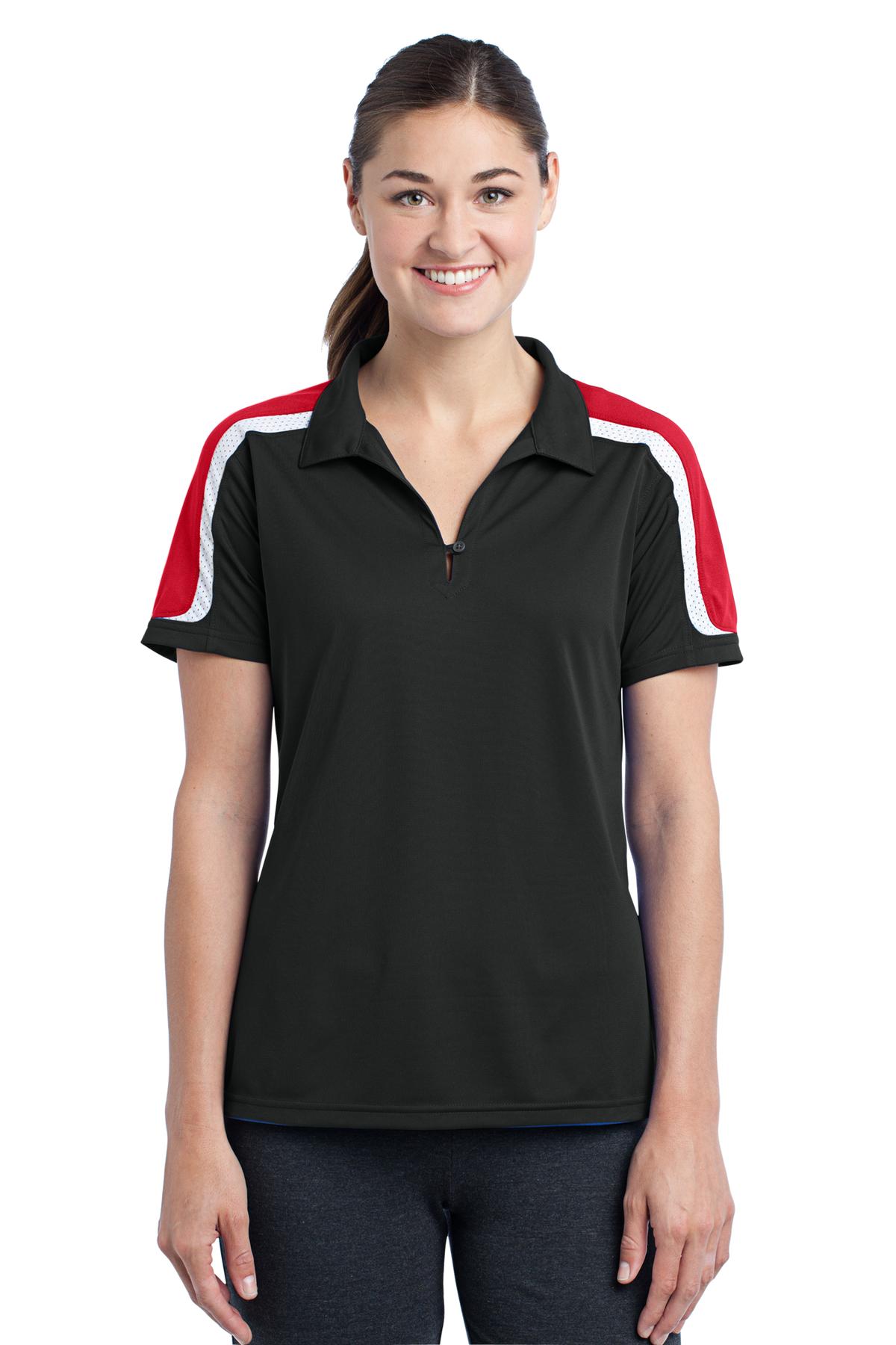 DISCONTINUED  Sport-Tek ®  Ladies Tricolor Shoulder Micropique Sport-Wick ®  Polo
