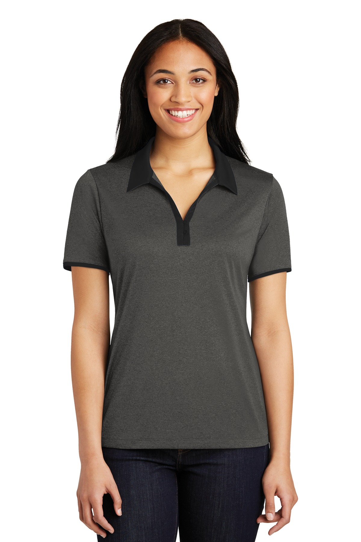 DISCONTINUED  Sport-Tek ®  Ladies Heather Contender ™  Contrast Polo