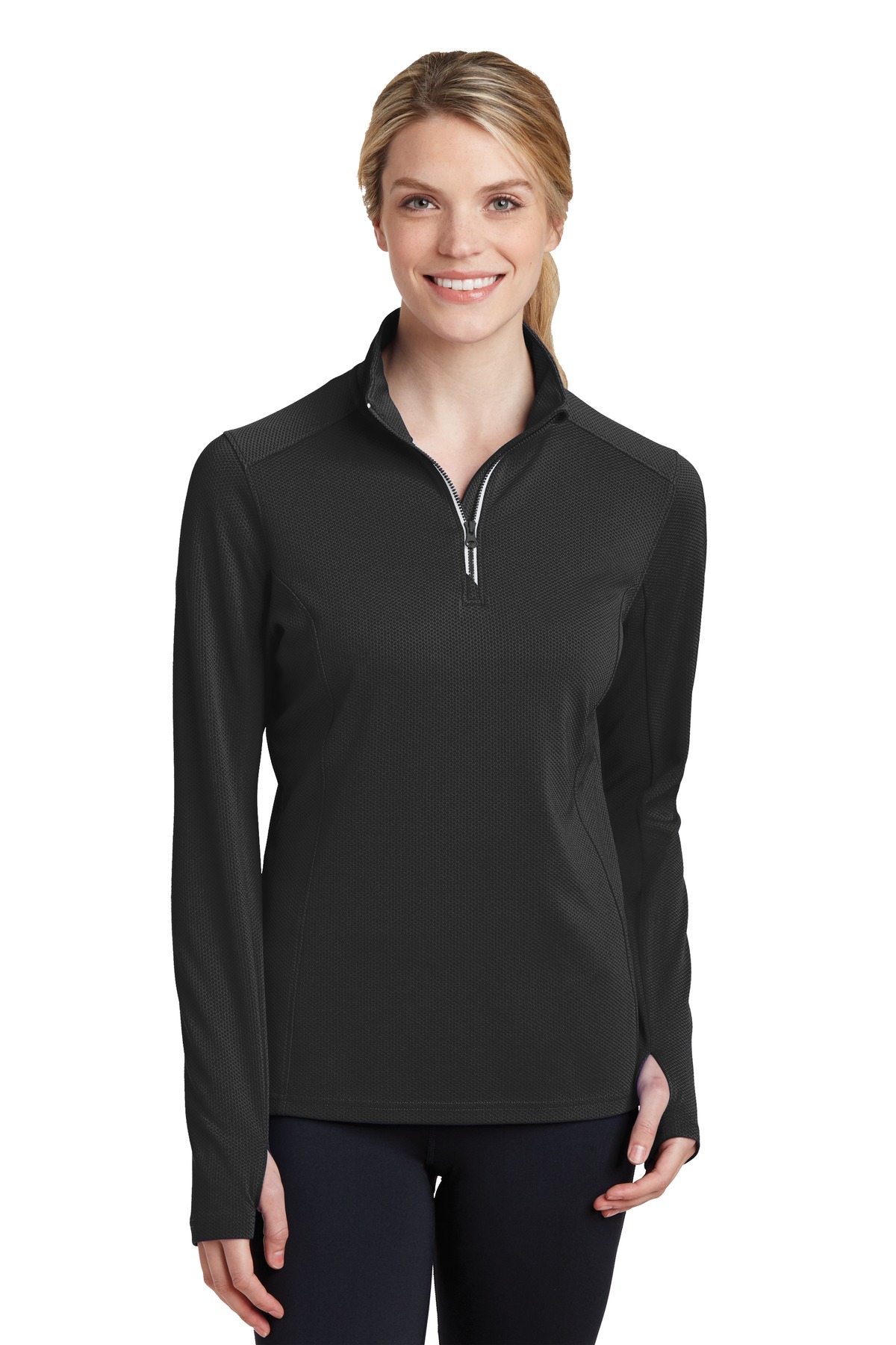 Sport-Tek ®  Women's Sport-Wick ®  Textured 1/4-Zip Pullover