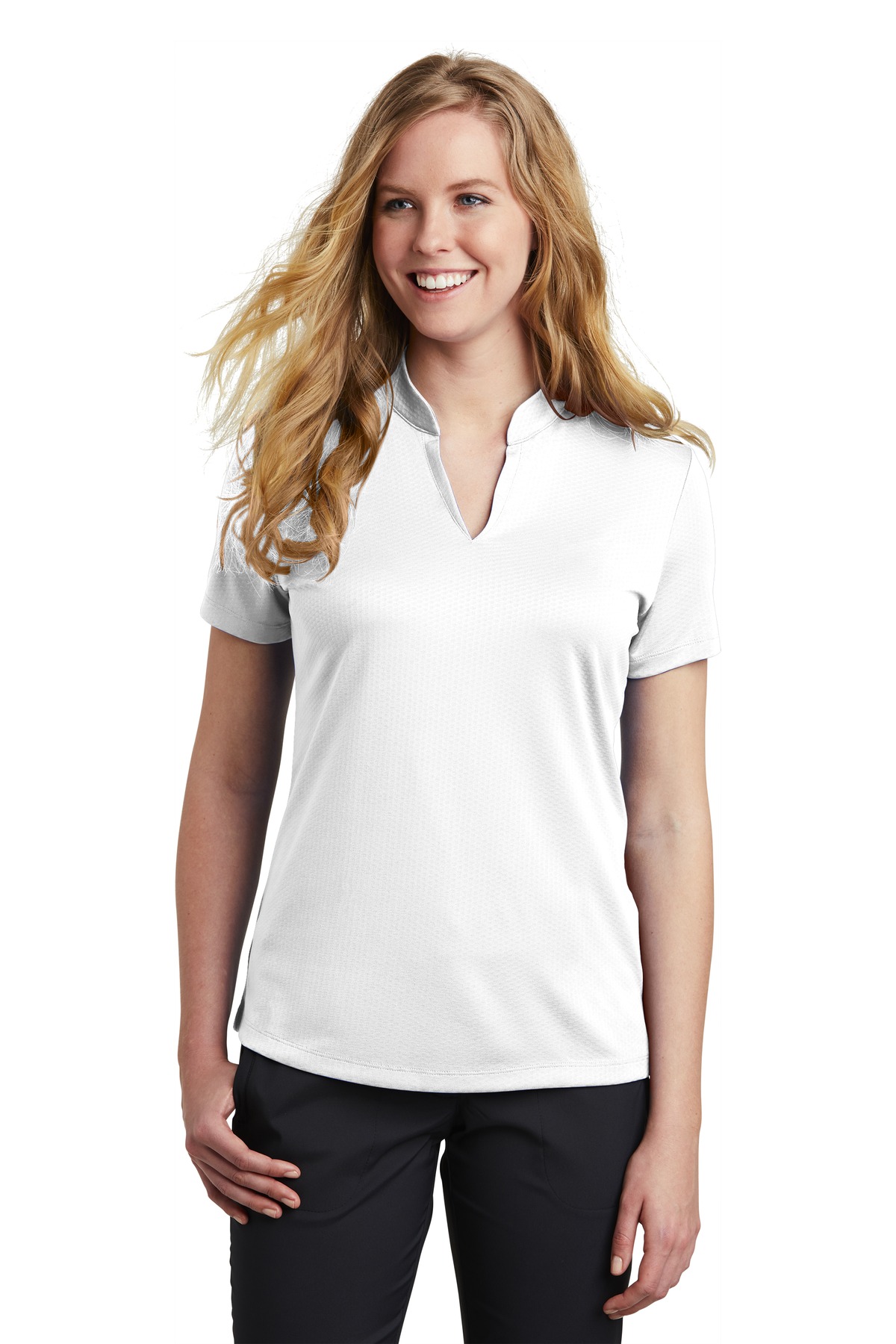 DISCONTINUED  Nike Ladies Dri-FIT Hex Textured V-Neck Top