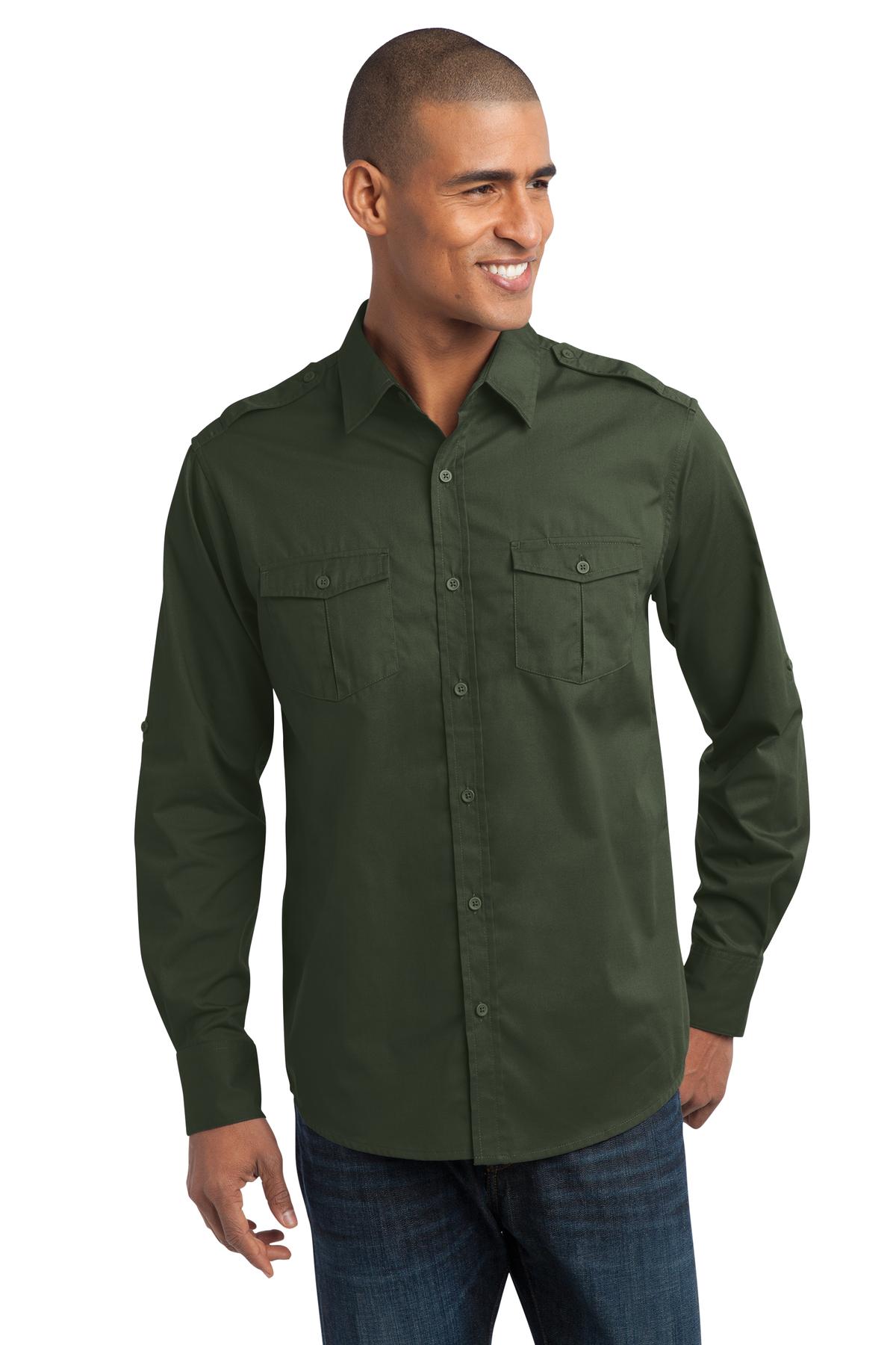 DISCONTINUED  Port Authority ®  Stain-Release Roll Sleeve Twill Shirt