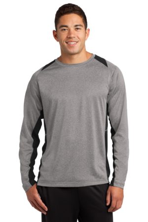 Sport-Tek ®  Long Sleeve Heather Colorblock Contender ™  Tee