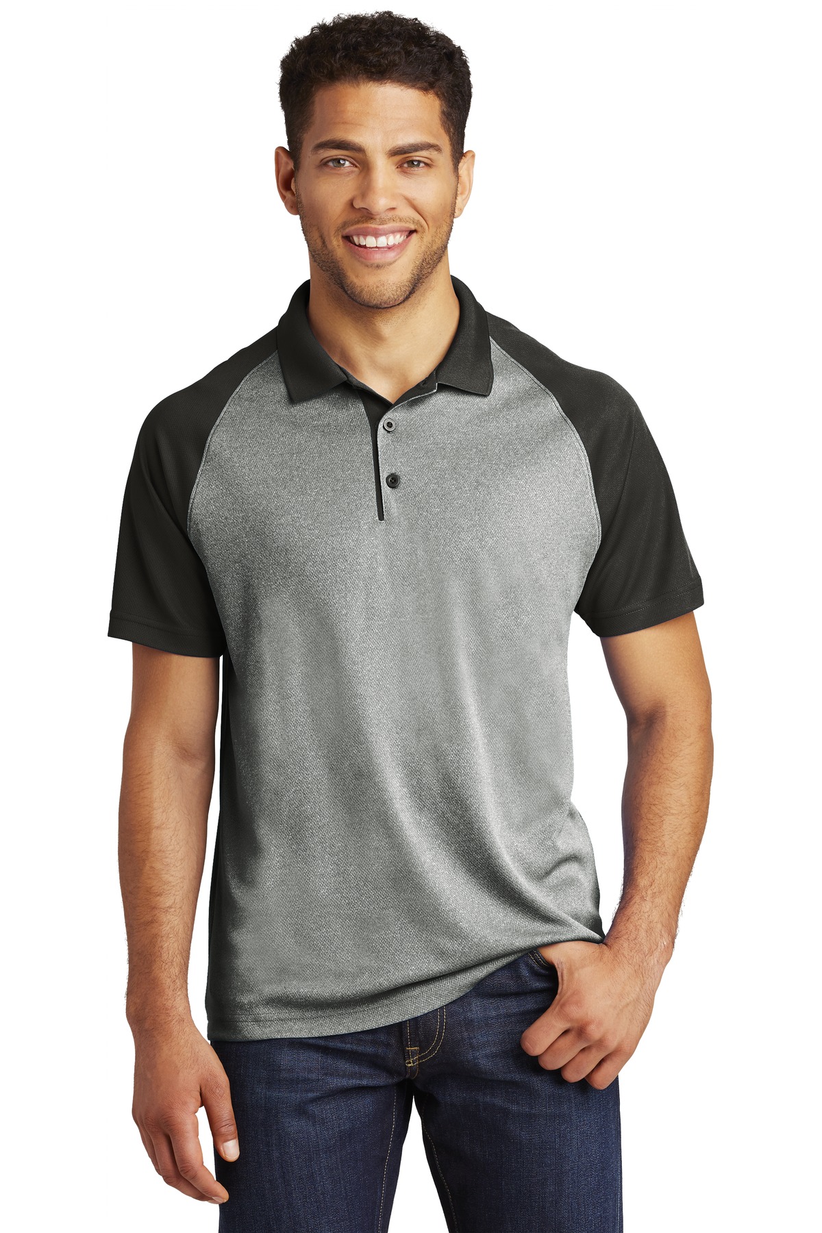 Sport-Tek  ®  PosiCharge  ®  RacerMesh  ®  Raglan Heather Block Polo